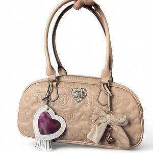 NWT Juicy Couture Tan Lovely Girl Shoulder Bag Satchel W/Heart Mirror Charm